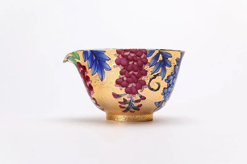 KINRYU KLIN ARITA GOLD-GILDED WISTERIA TEA SET WITH WOODEN BOX