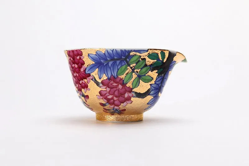 KINRYU KLIN ARITA GOLD-GILDED WISTERIA TEA SET WITH WOODEN BOX