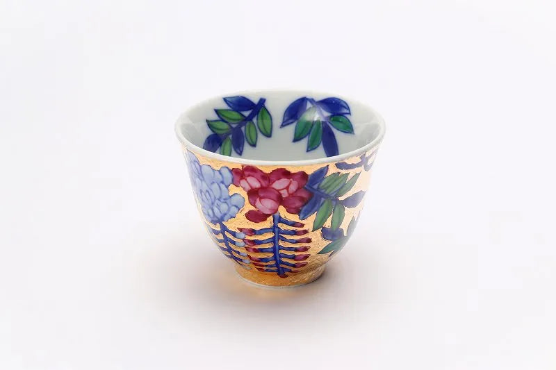 KINRYU KLIN ARITA GOLD-GILDED WISTERIA TEA SET WITH WOODEN BOX