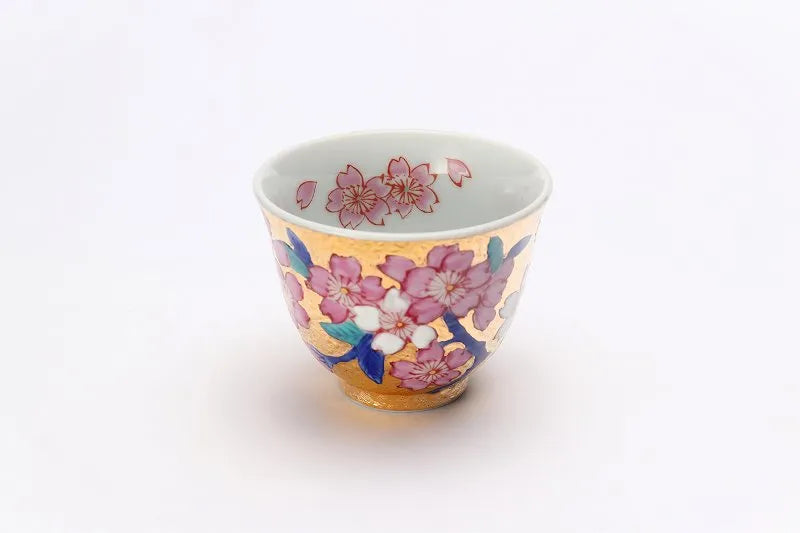 KINRYU KLIN ARITA GOLD-GILDED WISTERIA TEA SET WITH WOODEN BOX