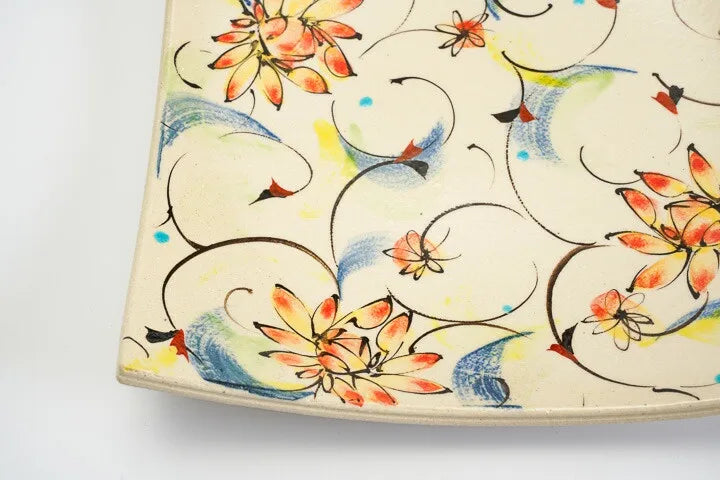 KUTANI WARE SQUARE PLATE AYAKA RED /KOKUZOU KILN