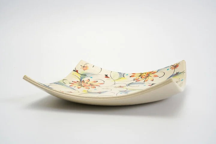 KUTANI WARE SQUARE PLATE AYAKA RED /KOKUZOU KILN
