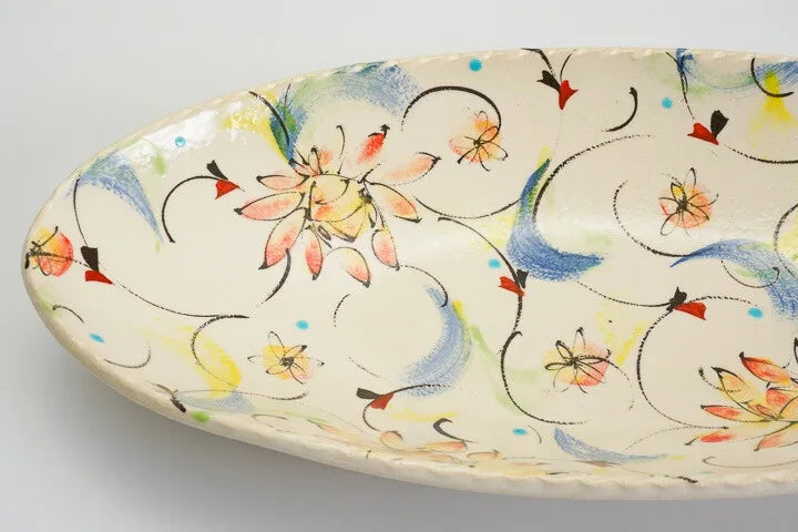 KUTANI WARE OVAL PLATE AYAKA RED / KOKUZOU KLIN