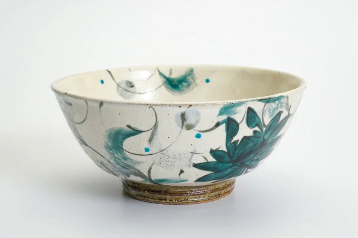 JAPAN KUTANI DONBURI BOWL KOSOME HANA KARAKUSA (ANTIQUE BLUE FLORAL ARABESQUE) /KOKUZOU KLIN