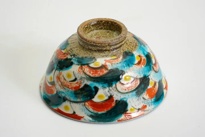 KUTANI JAPANESE SINGLE RICE BOWL - TRADITIONAL INDIGO BLUE SEIGAIHA PATTERN/ KOKUZOU KLIN