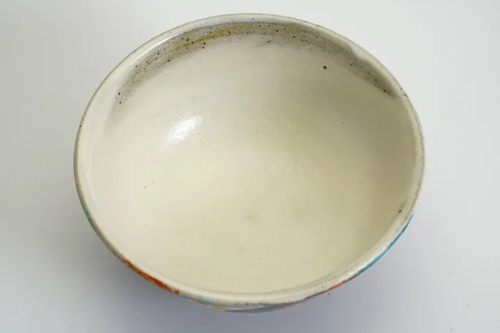 KUTANI JAPANESE SINGLE RICE BOWL - TRADITIONAL INDIGO BLUE SEIGAIHA PATTERN/ KOKUZOU KLIN