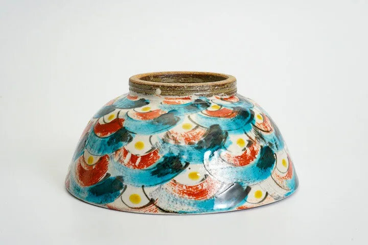 JAPAN KUTANI DONBURI BOWL KOSOME KAIHAMON (ANTIQUE BLUE OCEAN WAVE PATTERN) /KOKUZOU KLIN