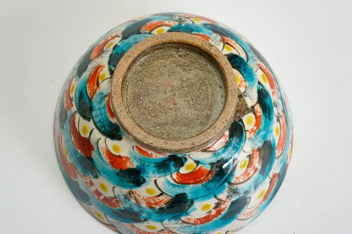 JAPAN KUTANI DONBURI BOWL KOSOME KAIHAMON (ANTIQUE BLUE OCEAN WAVE PATTERN) /KOKUZOU KLIN