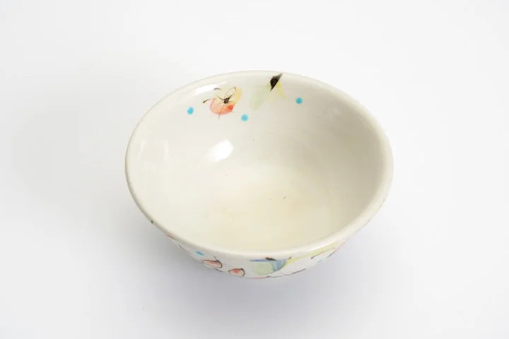 KUTANI WARE SET OF RICE BOWLS - SAIKA (COLORFUL FLORAL DESIGN), KOKUZOU KILN, JAPANESE CERAMIC BOWLS
