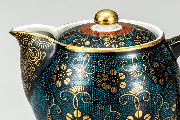 KUTANI JAPANESE TEA POT AOCHIBU TESEEN (WITH NETTED DESIGN)