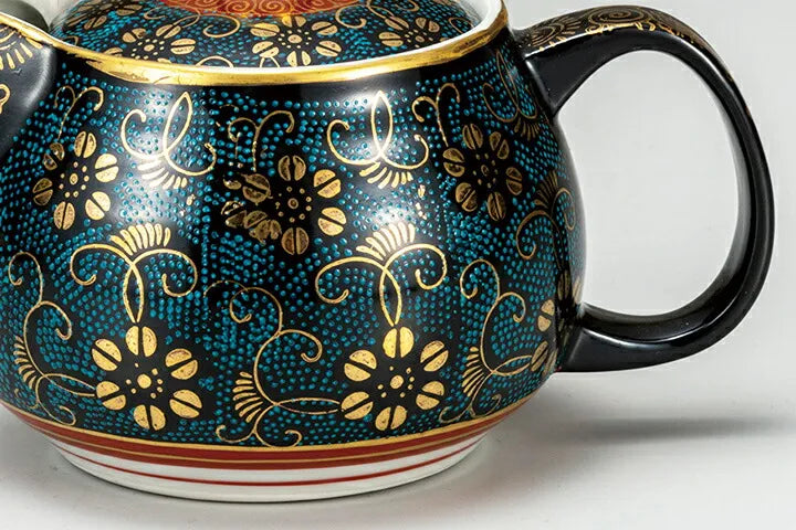 KUTANI JAPANESE TEA POT AOCHIBU TESEEN (WITH NETTED DESIGN)