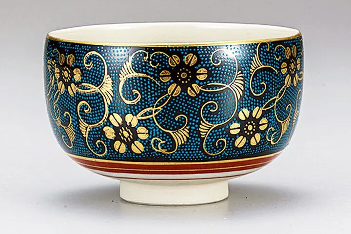 JAPANESE MATCHA BOWL CHAWAN 
KUTANI AOCHIBU TESSEN