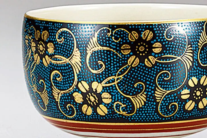 JAPANESE MATCHA BOWL CHAWAN 
KUTANI AOCHIBU TESSEN