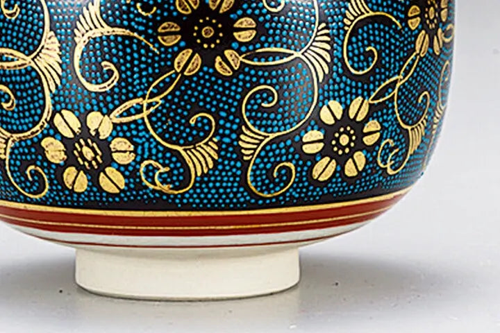 JAPANESE MATCHA BOWL CHAWAN 
KUTANI AOCHIBU TESSEN