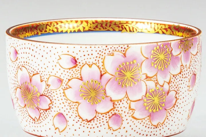 KUTANI WARE GUINOMI KINRANDE SAKURA BY YOSHINORI FUKUDA