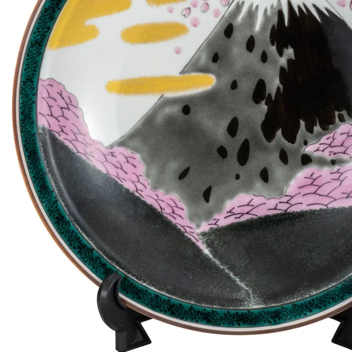 KUTANI WARE DECORATIVE PLATE SAKURA FUJI