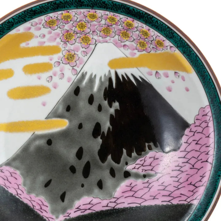 KUTANI WARE DECORATIVE PLATE SAKURA FUJI
