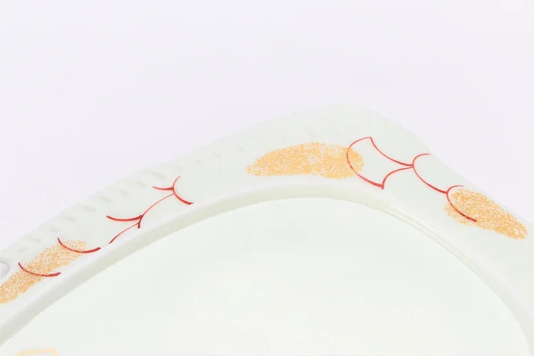 JAPANESE ARITA WARE"TAI-SHAPED LARGE SERVING PLATE" NISHIKI GOLD TATAKI FINISH / KOURAKU KILN