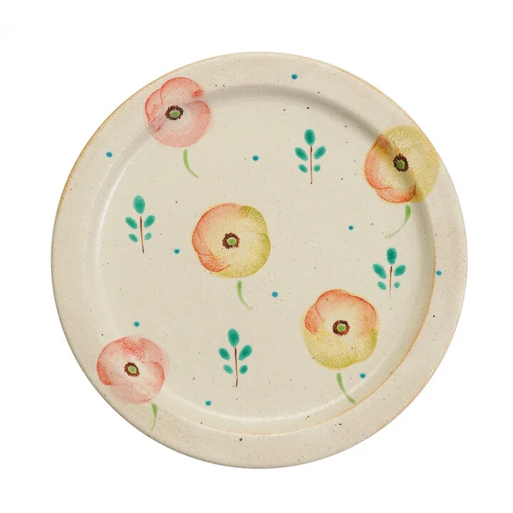JAPANESE KUTANI WARE PLATE – POPPY DESIGN BY KOKUZOU KILN