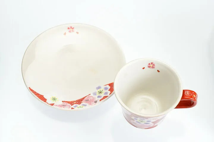 KUTANI WARE CUP & SAUCER YUME-YOI SAKURA (PINK) /KOKUZOU KLIN