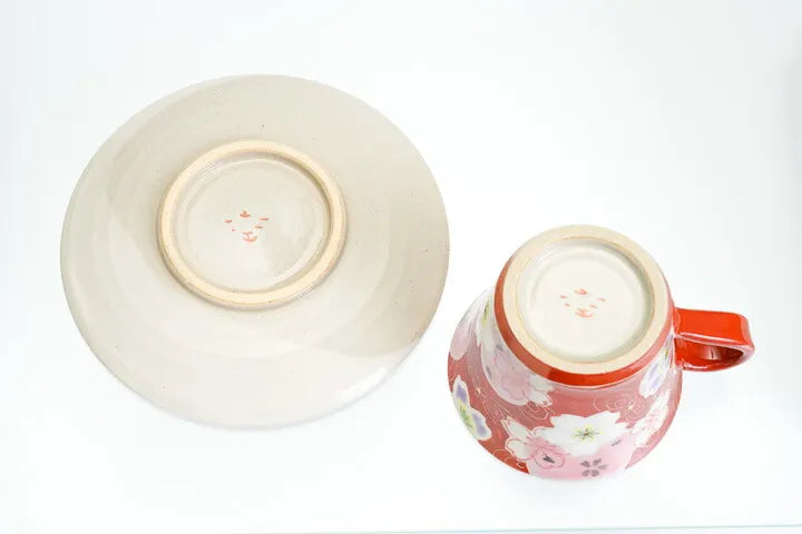 KUTANI WARE CUP & SAUCER YUME-YOI SAKURA (PINK) /KOKUZOU KLIN