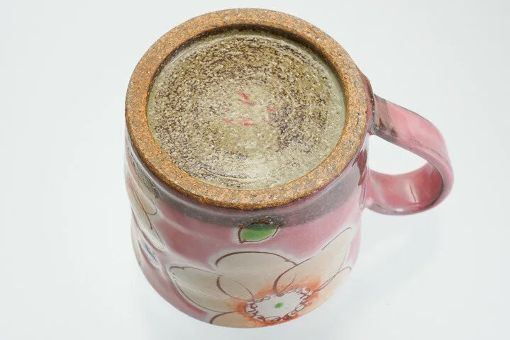 KUTANI JAPANESE MUG CUP PINK FLOWER ULALA /KOKUZOU KLIN