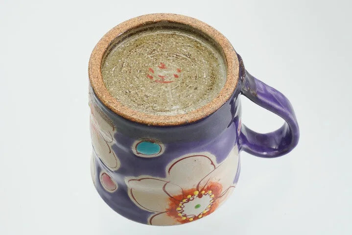 KUTANI WARE MUG CUP VIOLET FLOWER ULALA /KOKUZOU KLIN