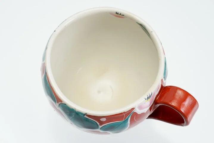 KUTANI WARE MUG CUP IROE MUSOU TUBAKI RED/KOKUZOU KLIN