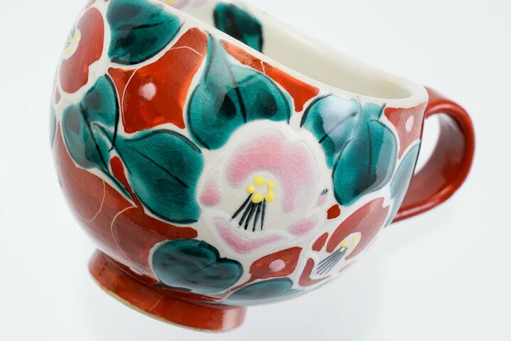 KUTANI WARE MUG CUP IROE MUSOU TUBAKI RED/KOKUZOU KLIN