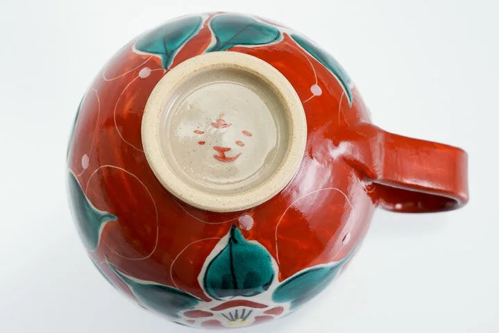 KUTANI WARE MUG CUP IROE MUSOU TUBAKI RED/KOKUZOU KLIN