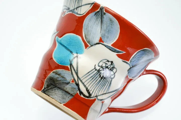 KUTANI JAPANESE MUG CUP KOSOME TSUBAKI AKA  /KOKUZOU KLIN