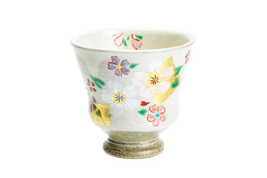 KUTANI JAPANESE YUNOMI GOLD LEAF CHERRY BLOSSOM/KOKUZOU KLIN