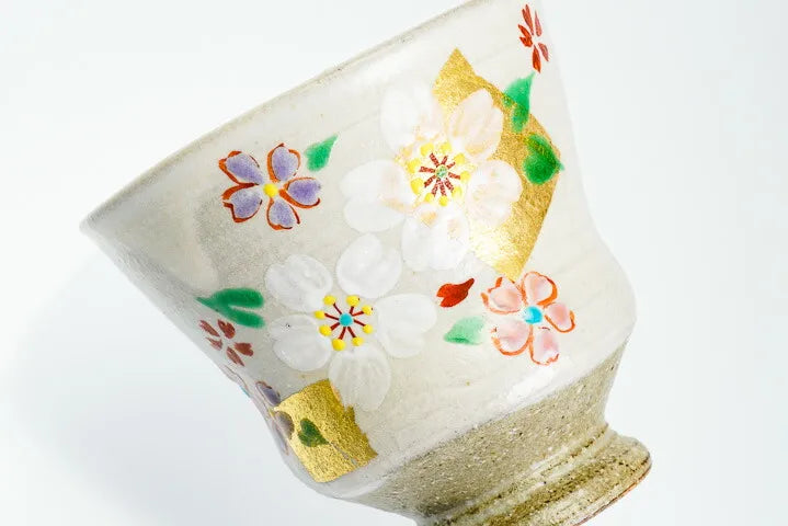 KUTANI JAPANESE YUNOMI GOLD LEAF CHERRY BLOSSOM/KOKUZOU KLIN