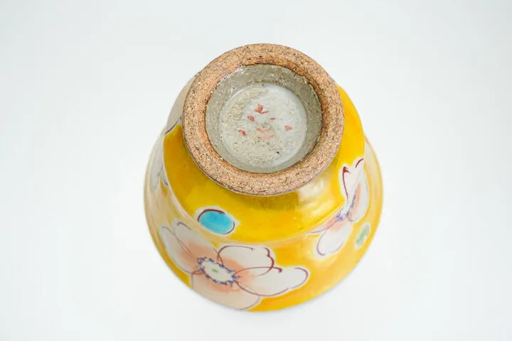 KUTANI JAPANESE YUNOMI YELLOW BLOOM ULALA/KOKUZOU KLIN