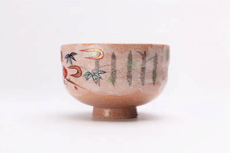 JAPANESE ARITA BROCADE SPRING AND AUTUMN MATCHA BOWL (WITH WOODEN BOX)