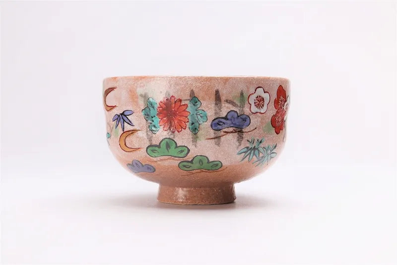 JAPANESE ARITA BROCADE SPRING AND AUTUMN MATCHA BOWL (WITH WOODEN BOX)