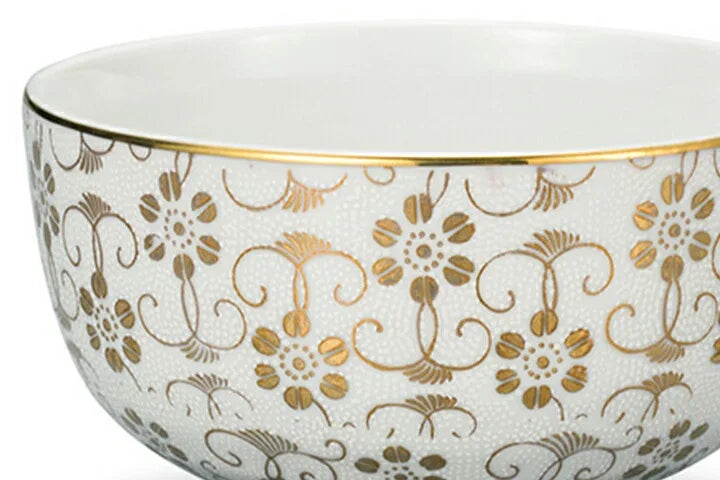 JAPAN KUTANI DONBURI BOWL SHIROCHIBU TESSEN (WHITE DOTTED CLEMATIS)