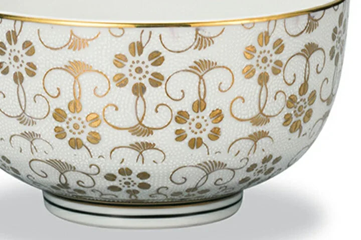 JAPAN KUTANI DONBURI BOWL SHIROCHIBU TESSEN (WHITE DOTTED CLEMATIS)