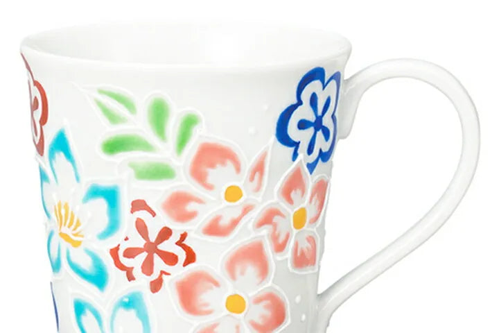 KUTANI JAPANESE MUG CUP ICCHIN FLORAL PACKED DESIGN/SHIHO AIKAWA