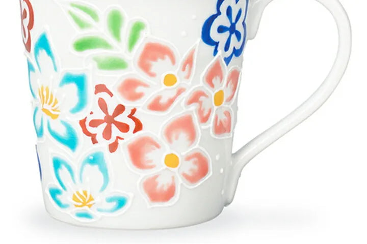 KUTANI JAPANESE MUG CUP ICCHIN FLORAL PACKED DESIGN/SHIHO AIKAWA