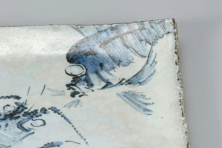 KUTANI WARE SQUARE SERVING PLATE LOBSTER & SEA BREAM DESIGN | MASATO TANAKA
