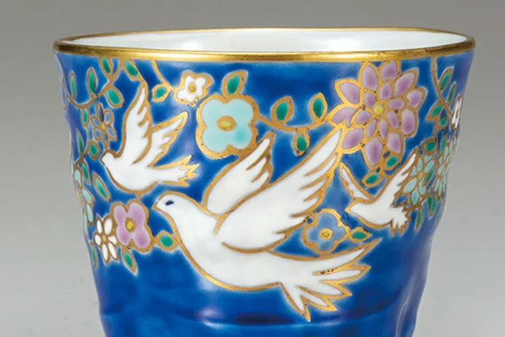 BIZAN KLIN KUTANI JAPANESE MUG CUP WHITE DOVE