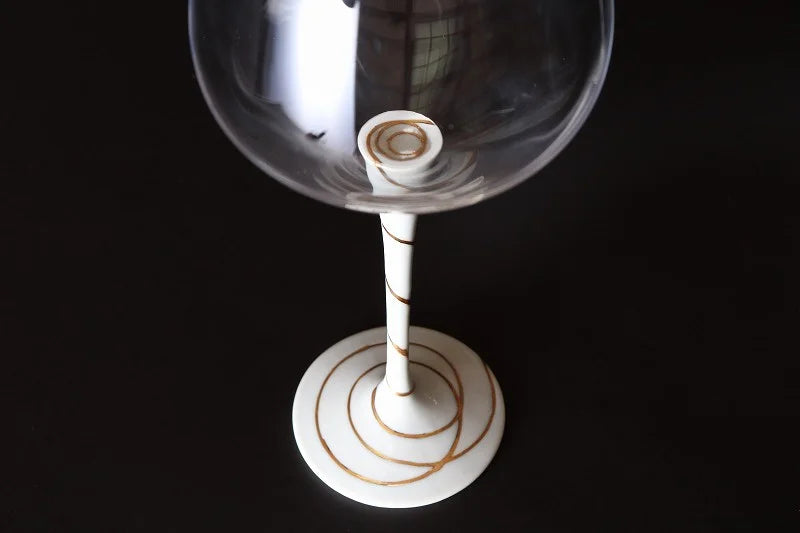 JAPANESE ARITA WARE TOYO CERAMICS TORNADO GOLD WINE GLASS