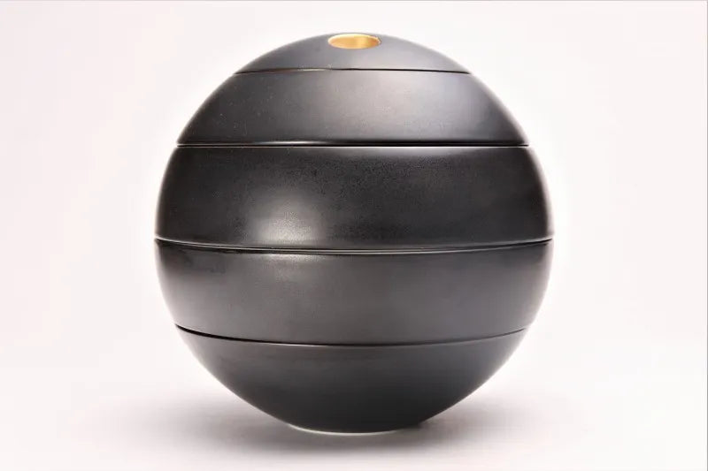 ARITA WARE  BLACK GLAZE FOUR-TIER JEWEL-SHAPED JUBAKO BENTO BOX – RISOGAMA KILN