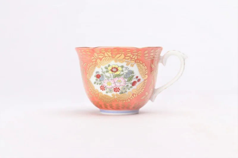ARITA WARE (NISHIKI SCARLET) VERSAILLES DEMITASSE/ KOURAKU KILN