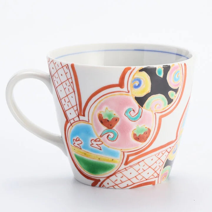 KUTANI WARE MUG FUKUJU PATTERN /GINSYUU KLIN