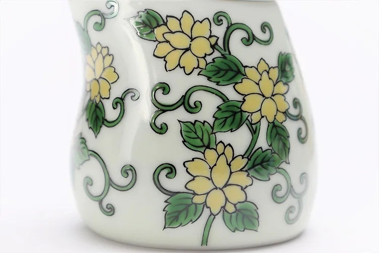JAPANESE SAUCE DISPENSER ARITA NISHIKI GREEN ARABESQUE KINGFISHER-SHAPED / KOURAKU KILN