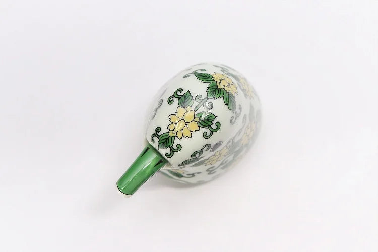 JAPANESE SAUCE DISPENSER ARITA NISHIKI GREEN ARABESQUE KINGFISHER-SHAPED / KOURAKU KILN