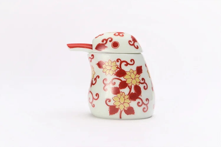 KUTANI WARE KINGFISHER ORNAMENT – NISHIKI RED KARAKUSA
