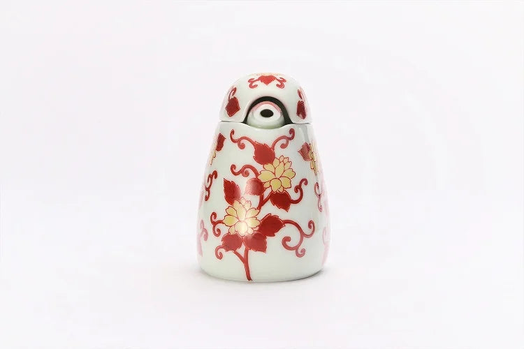 KUTANI WARE KINGFISHER ORNAMENT – NISHIKI RED KARAKUSA